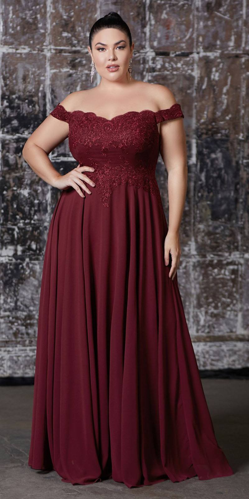 Cinderella Divine 7258 Off The Shoulder Long Gown