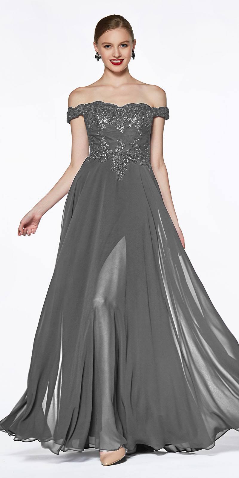 Cinderella Divine 7258W Off The Shoulder Long  Gown