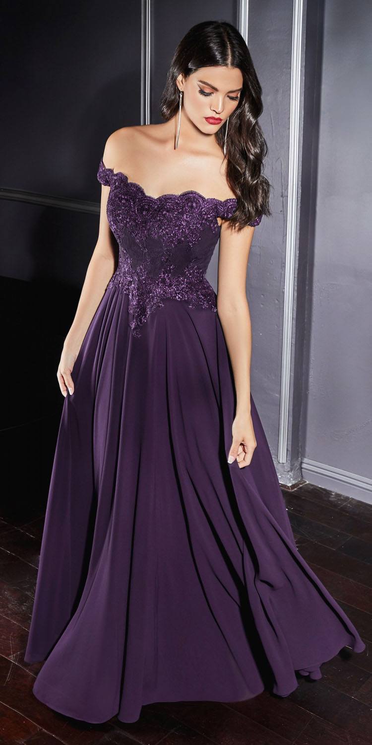 Cinderella Divine 7258W Off The Shoulder Long  Gown