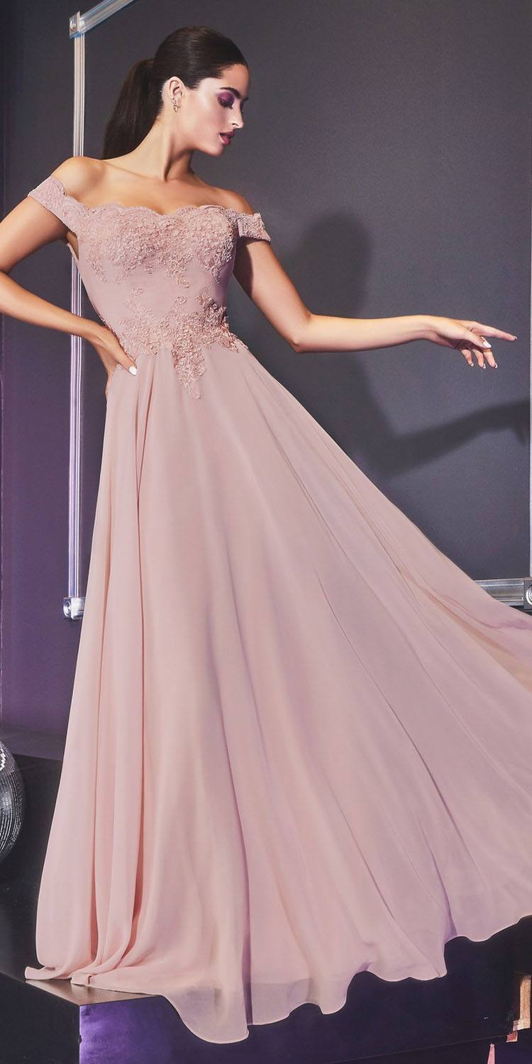 Cinderella Divine 7258W Off The Shoulder Long  Gown