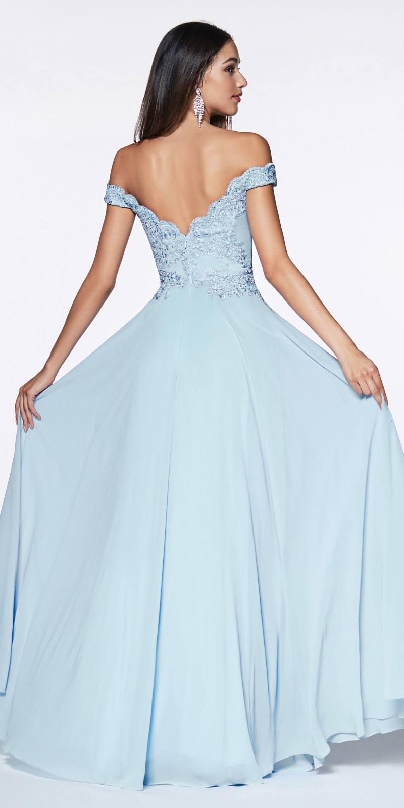 Cinderella Divine 7258 Off The Shoulder Long Gown