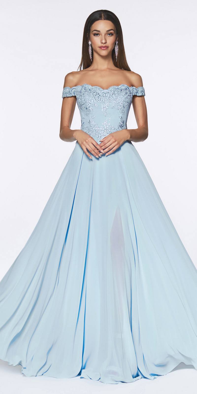 Cinderella Divine 7258W Off The Shoulder Long  Gown
