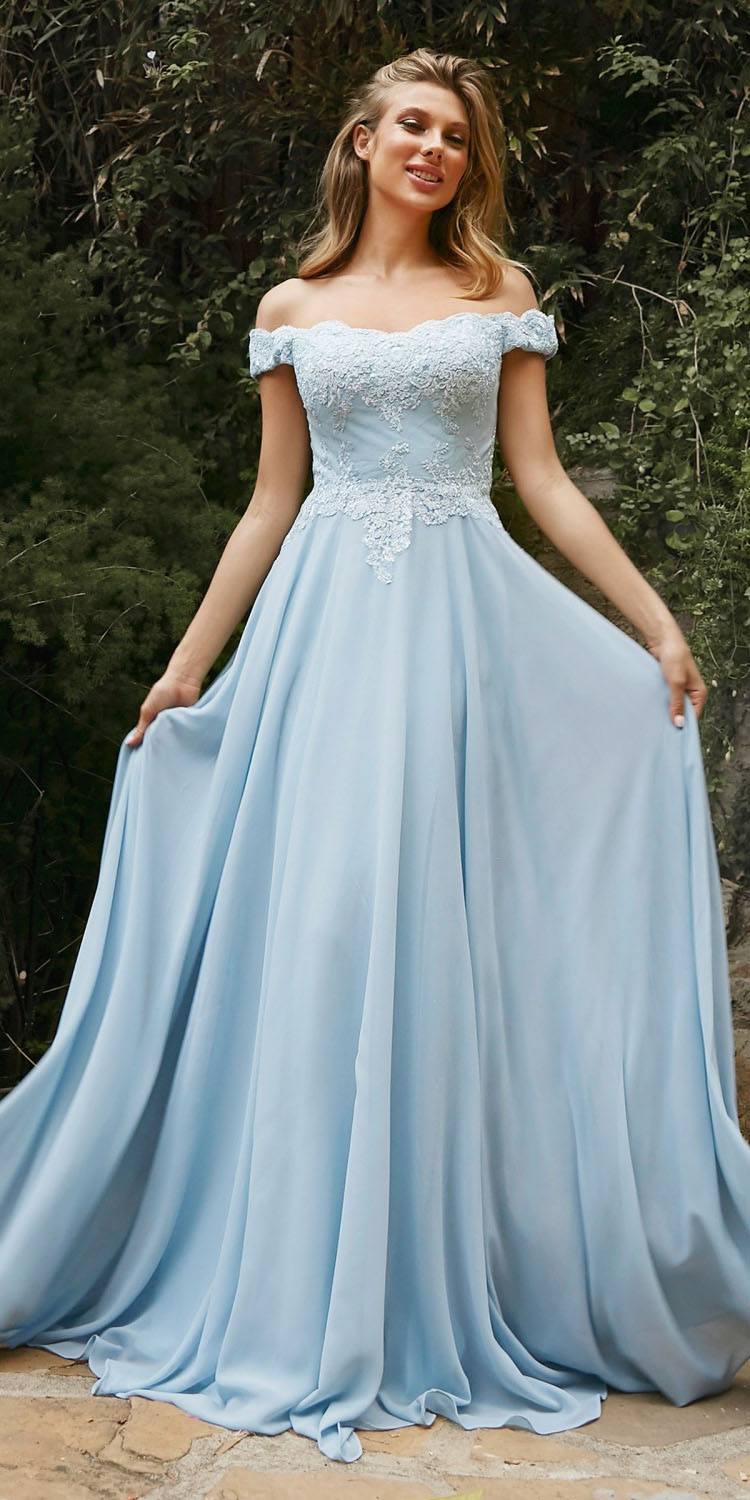 Cinderella Divine 7258 Off The Shoulder Long Gown