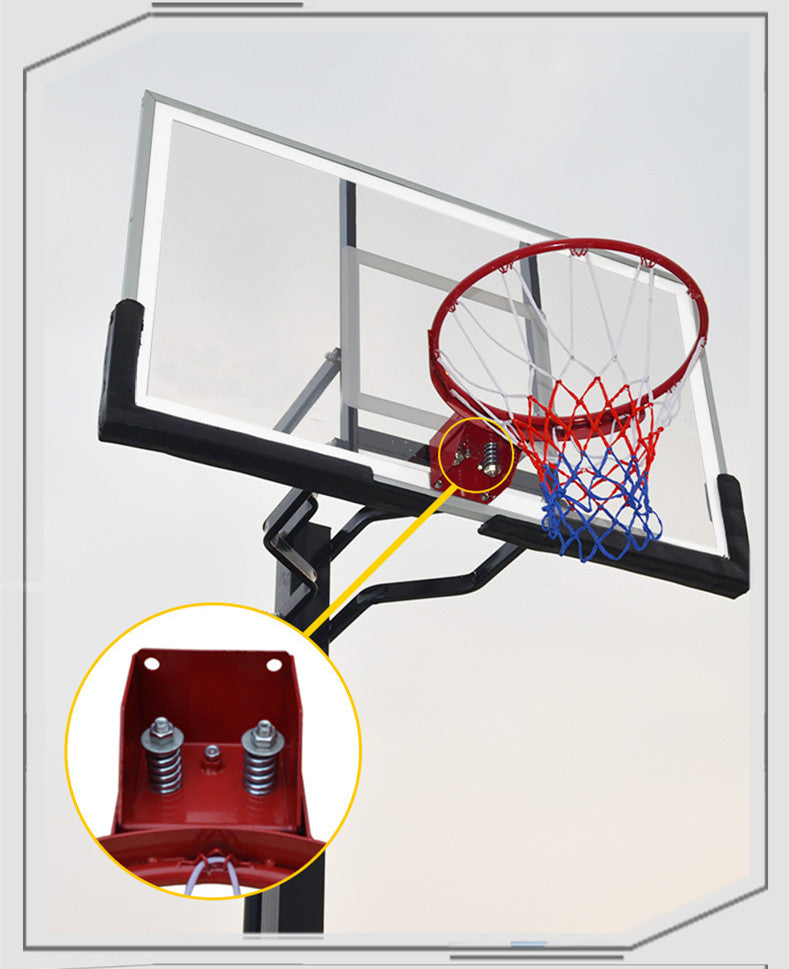 Outdoor Buried Hand-operated Height Adjustable Basketball Stand for Backyard Play