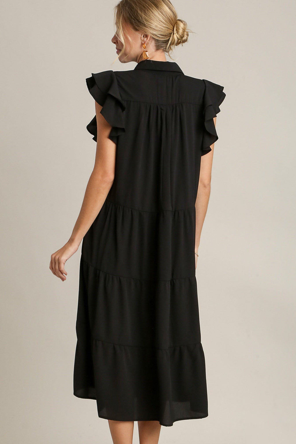Black Full Size Ruffle Cap Sleeve Dress Plus Size Elegance Women Luxury Dress