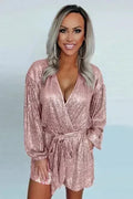 Eye-candy Sequin Pocketed Tie Romper