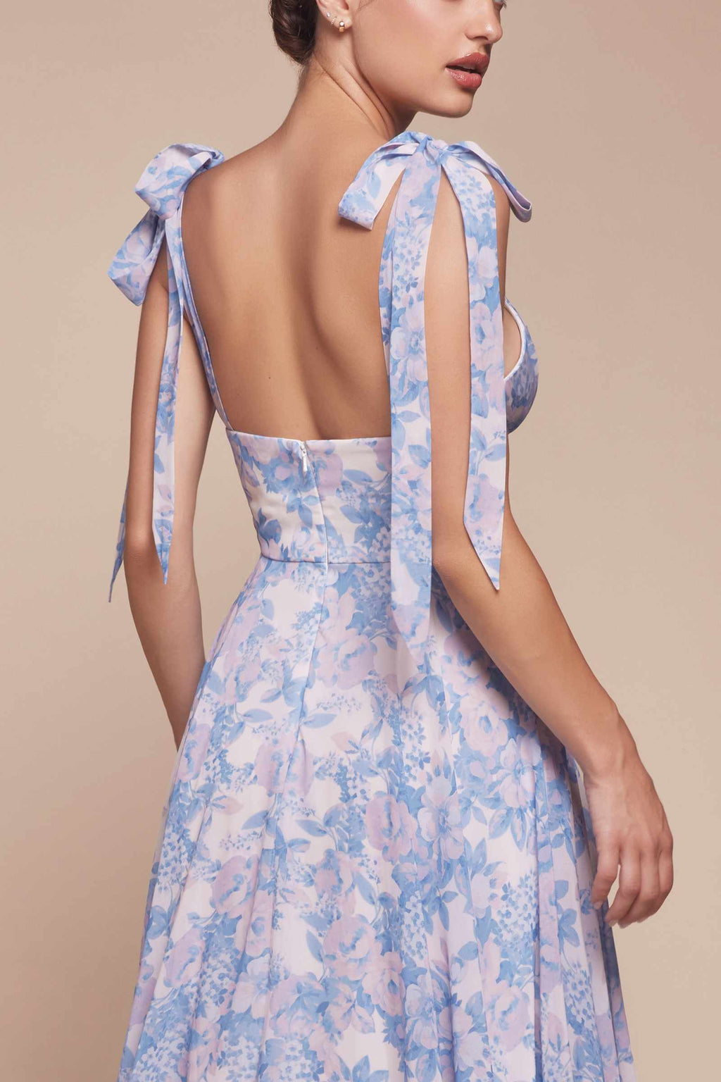 Ladivine 7442 Dress Tie Strap A-Line Floral Printed Skirt
