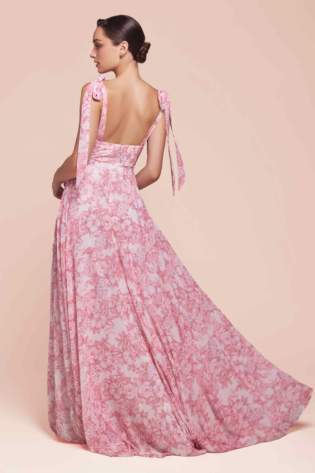 Ladivine 7442 Dress Tie Strap A-Line Floral Printed Skirt