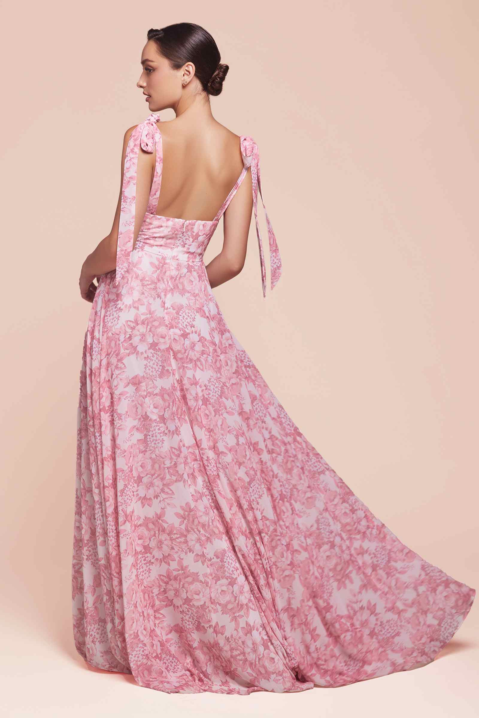 Ladivine 7442 Dress Tie Strap A-Line Floral Printed Skirt