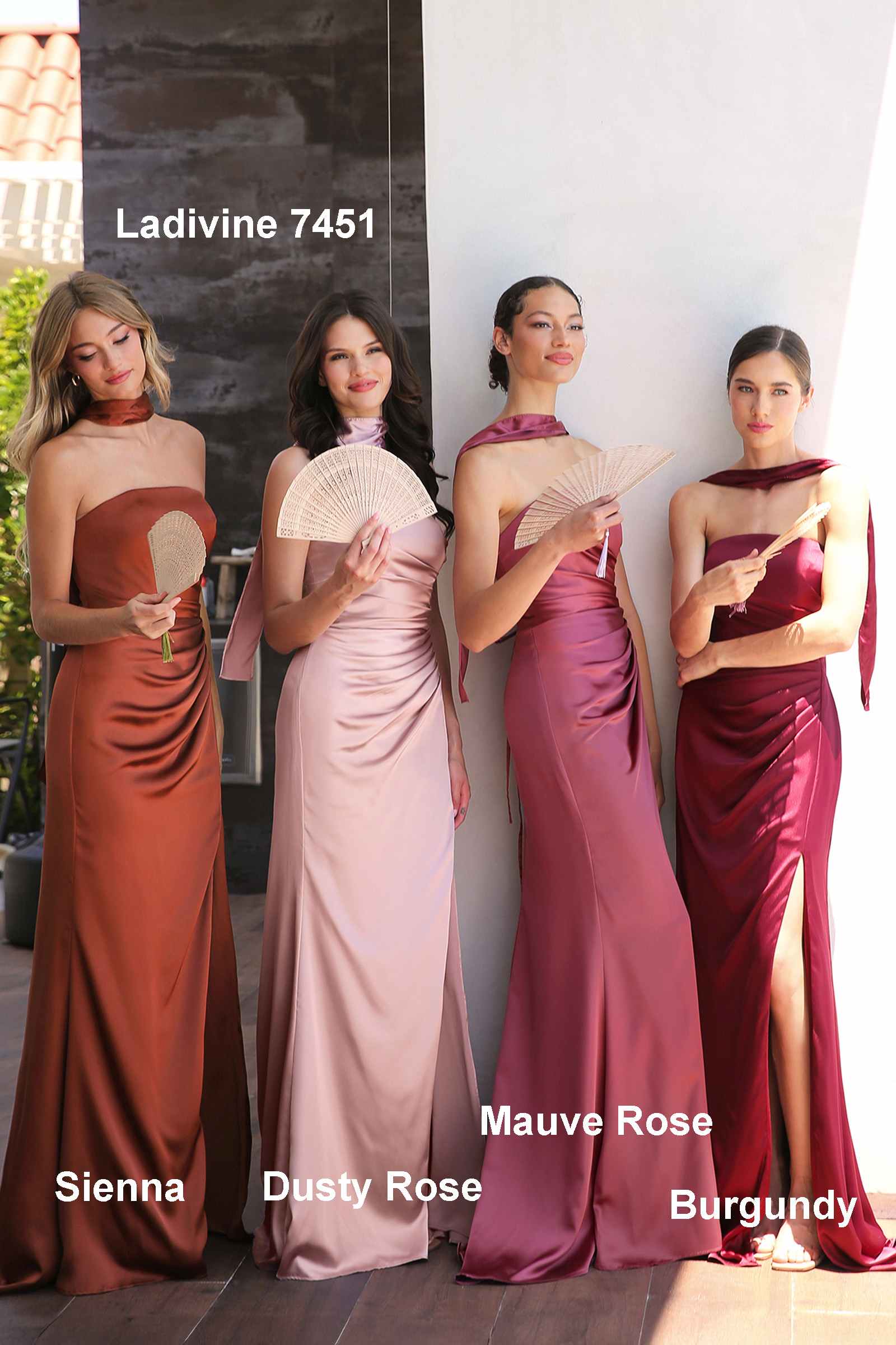 Ladivine 7451 Dress Strapless Satin Gown with Sash