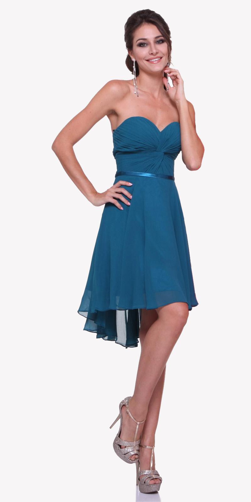 CLEARANCE - Cinderella Divine 7456 Short A-Line Strapless Chiffon Dress (Size 12)