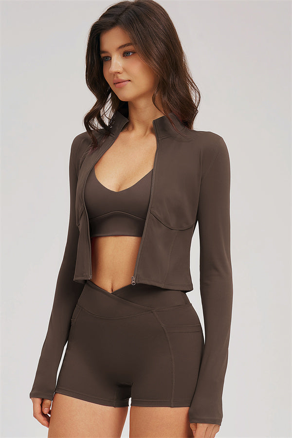 The Sizzle Zip Jacket Sports Bra Shorts 3-Piece Set