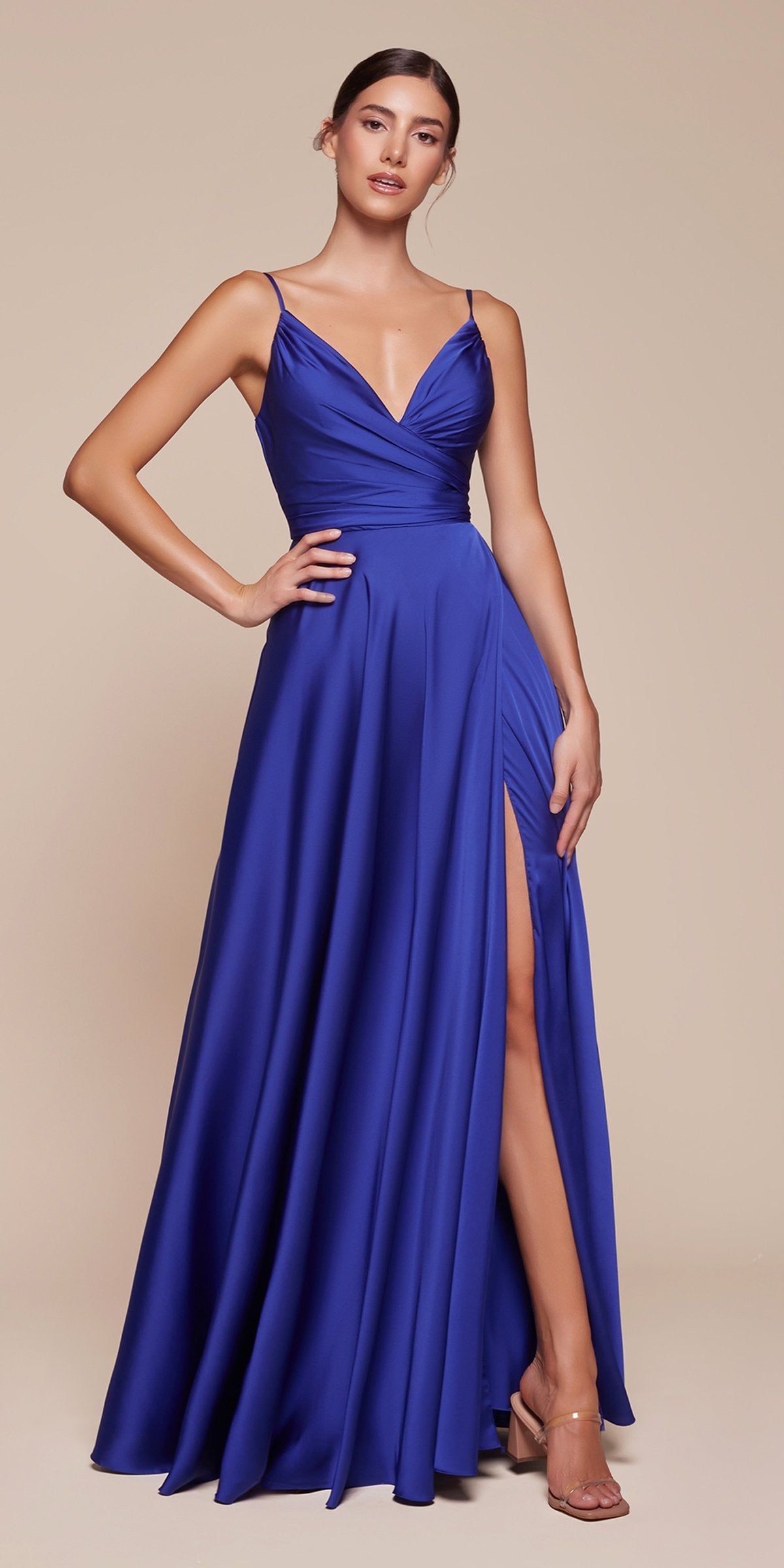 Ladivine 7485 Long Sweetheart Soft Satin A-Line Formal Dress