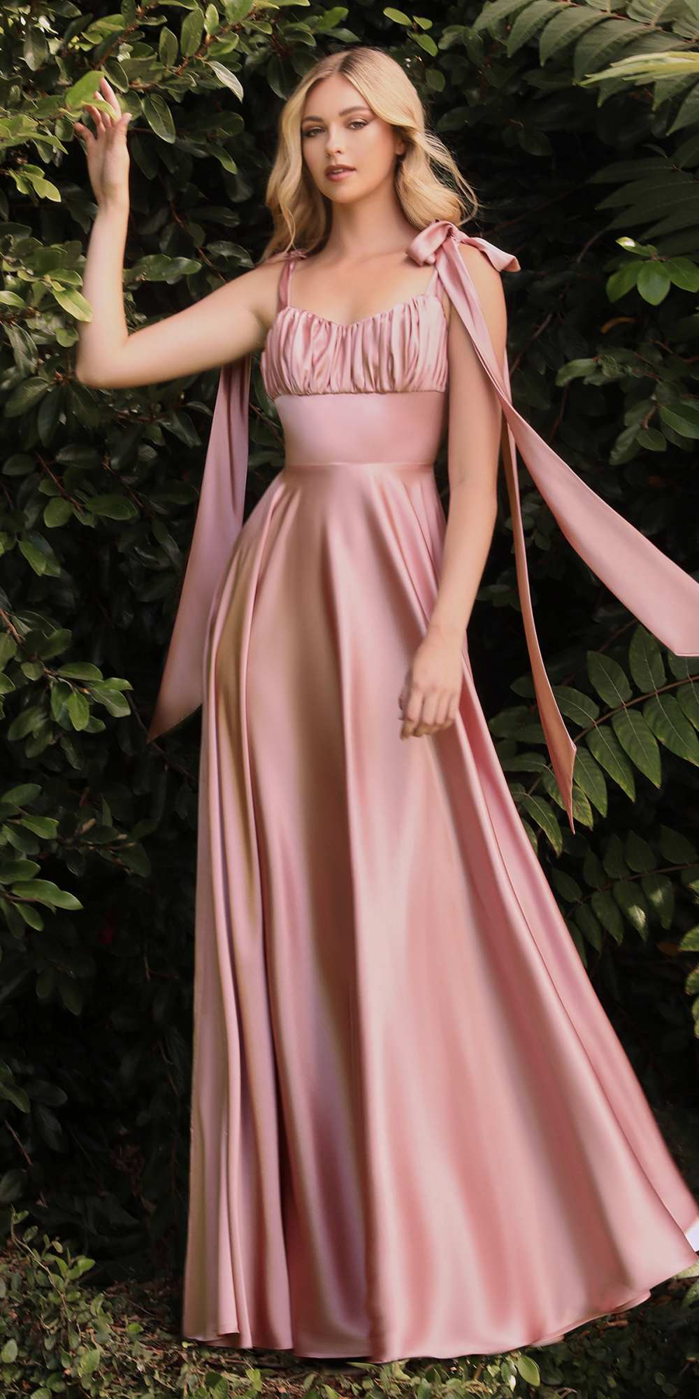 Cinderella Divine 7490 Long Soft Satin A-Line Dress