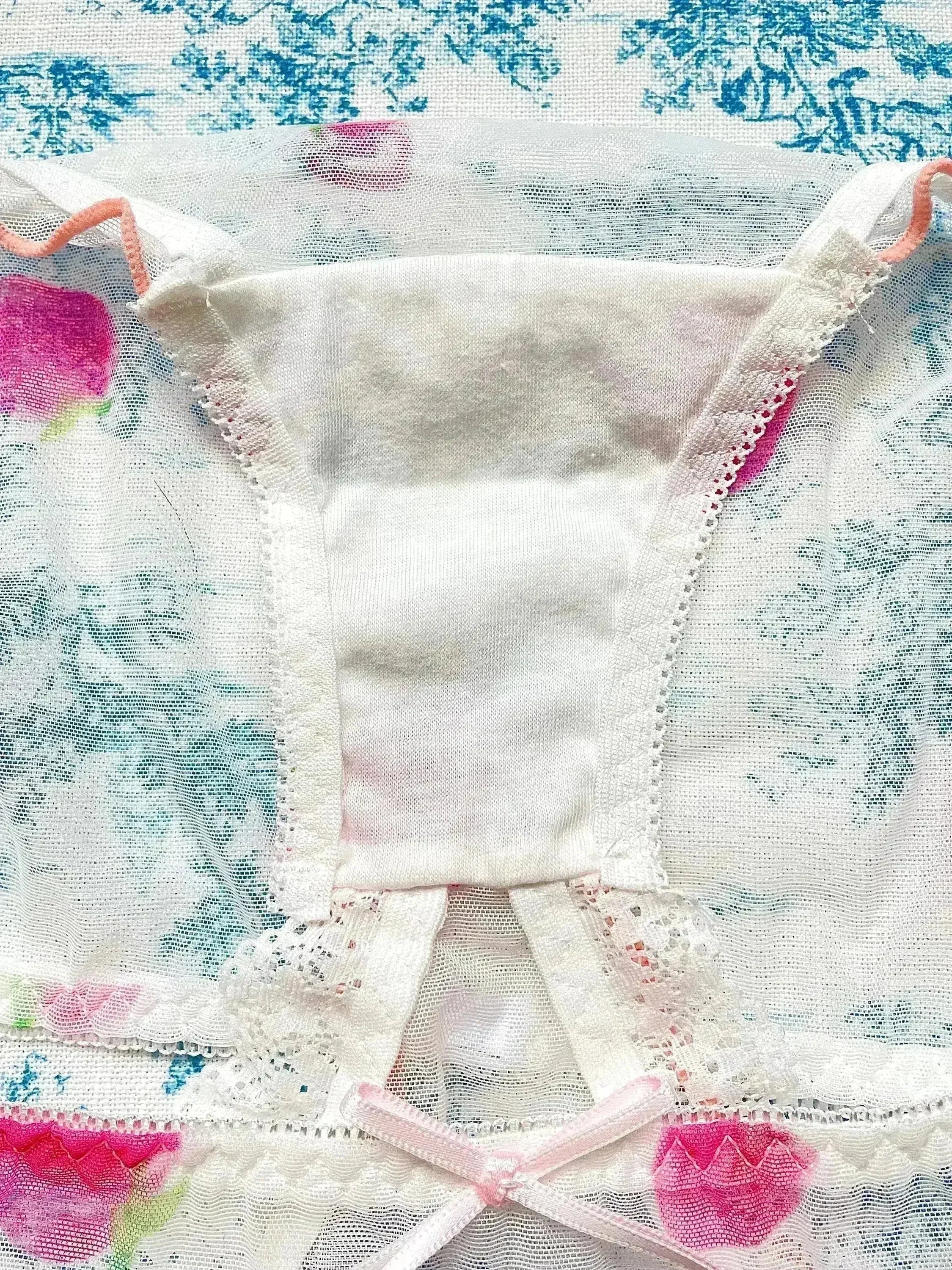 White Mesh Strawberry Panty