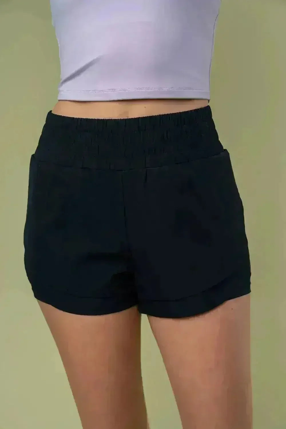 High Waisted Knit Shorts - Built-In Liner & Pockets | Femstylo