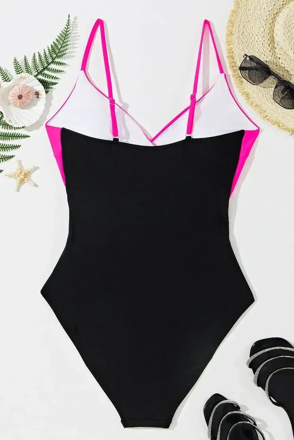 Light Blue Crossover Colorblock Cutout One Piece Swimsuit