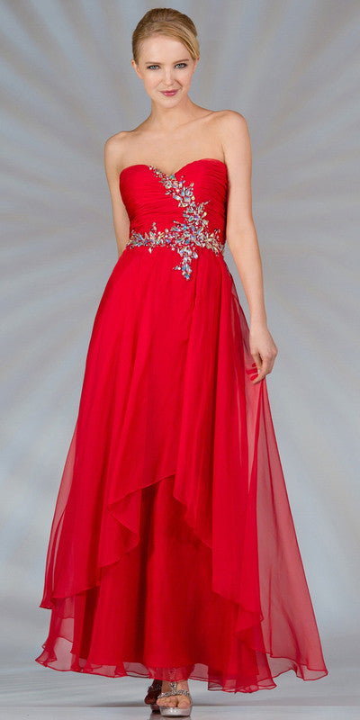 CLEARANCE - Cinderella Divine 7574 Strapless Prom Gown Double Layer Chiffon (Size 8)