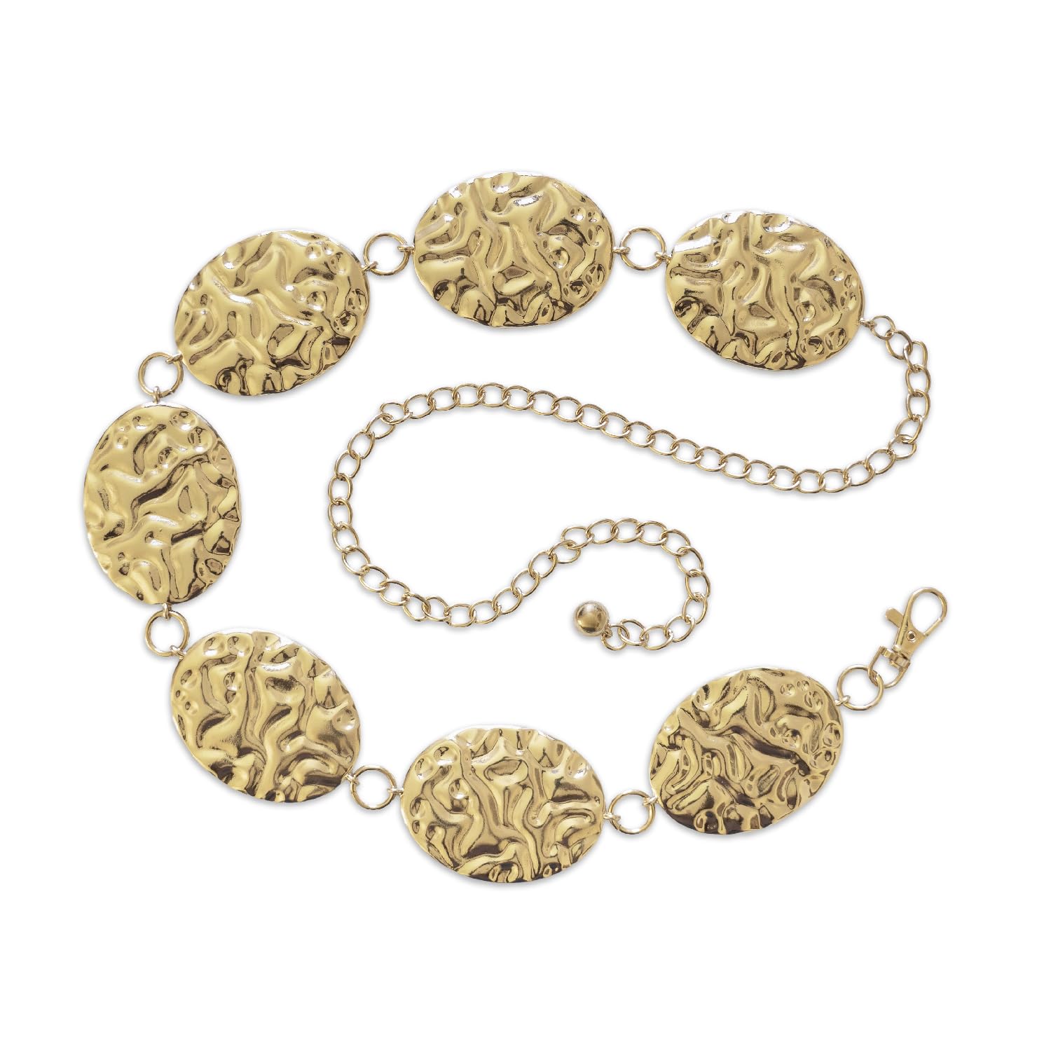 Hammered Metal Western Oversized Concho Chain Belt