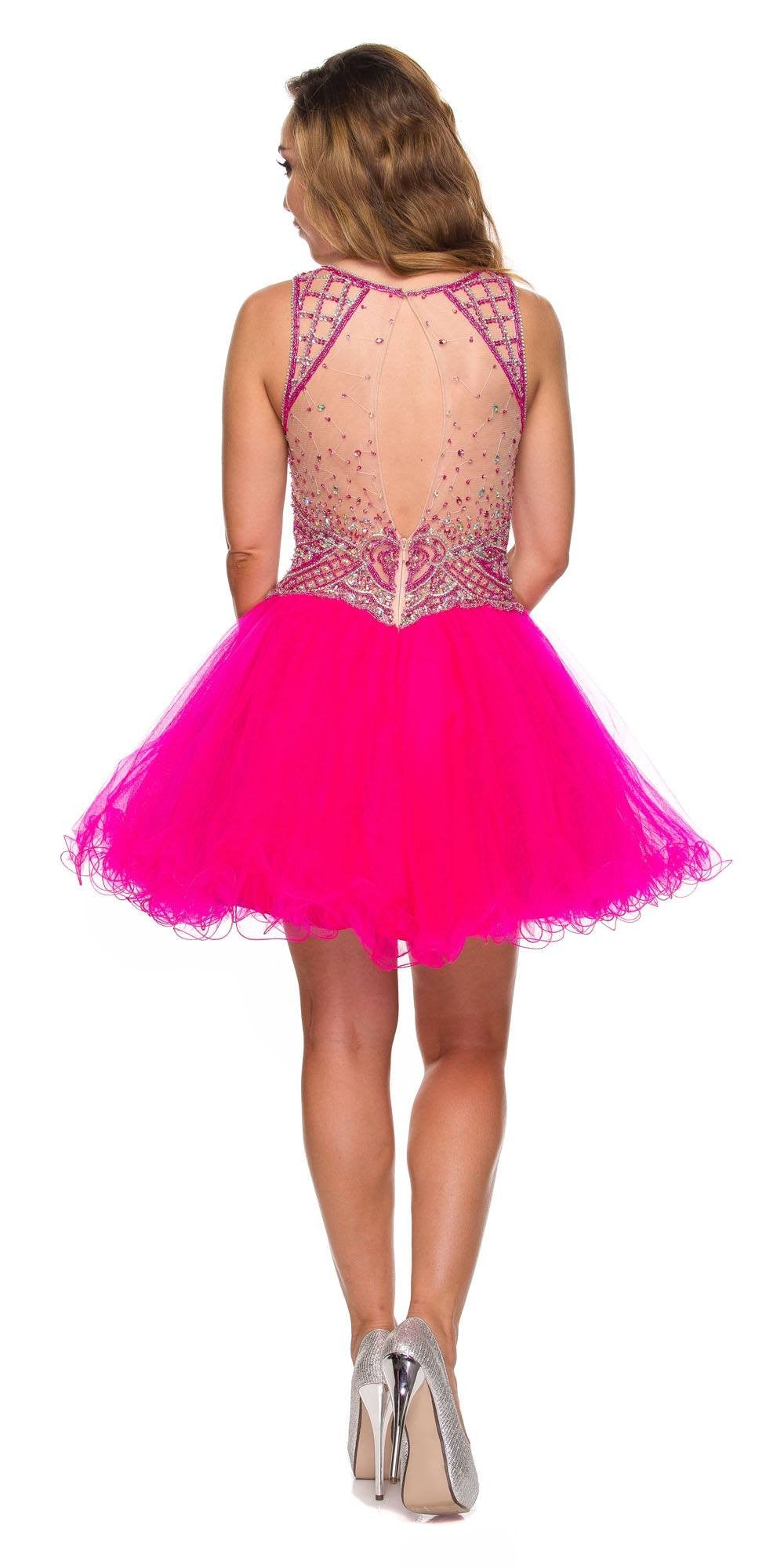 Juliet 761 Short Prom Dress Embellished Bodice with Keyhole