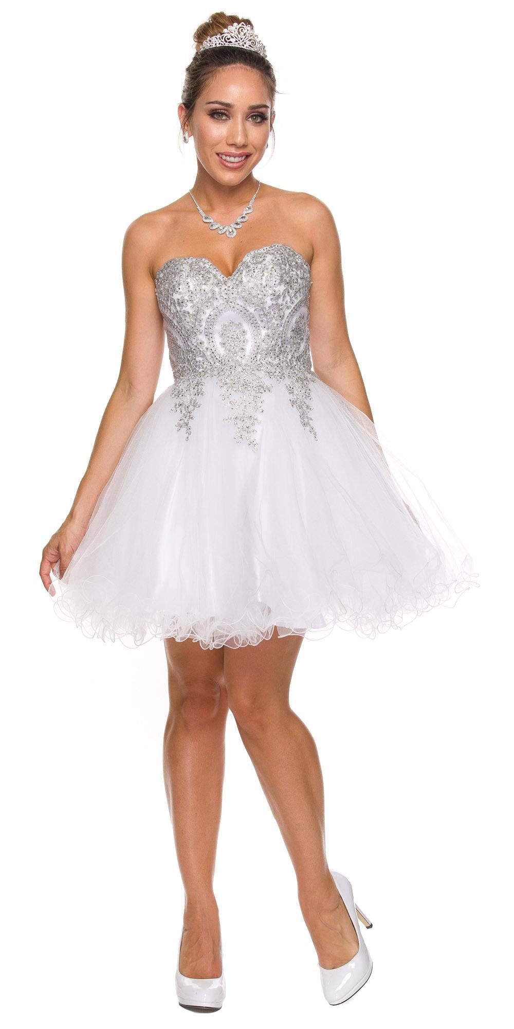 CLEARANCE - Juliet 762 Sweetheart Neckline Poofy Short Dress (Size M)