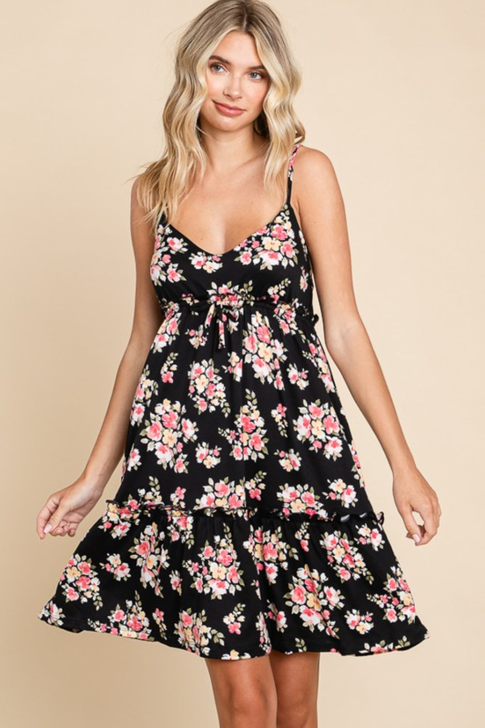 Full Size Floral Frill Cami Summer Dress For Women – Feminine Floral Cami Dress, Romantic Frill Dress, Flirty Floral Cami Dress, Elegant Floral Dress, Chic Floral Dress, Playful Summer Dress