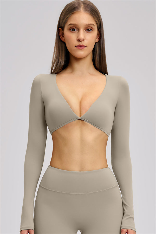 The Zestful Long Sleeve Crop Top Shorts 2-Piece Set