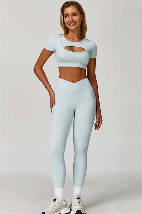 The Lavish Cut-out Crop Top Leggings 2-Piece Set