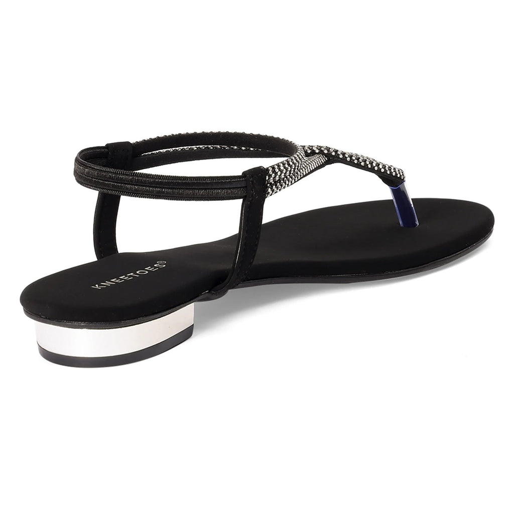 Liora - Black Thong Sandals