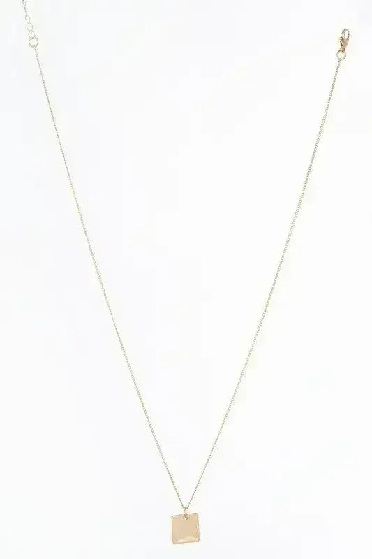 Gold Twisted Ring & Square Pendant Necklace Set - Nickel-Free