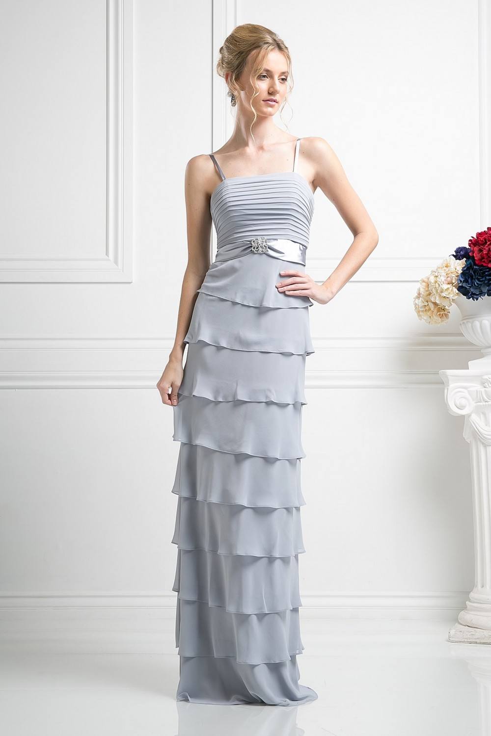 CLEARANCE - Cinderella Divine 7731 Long Tiered Skirt Layered Dress Jacket (Size M)