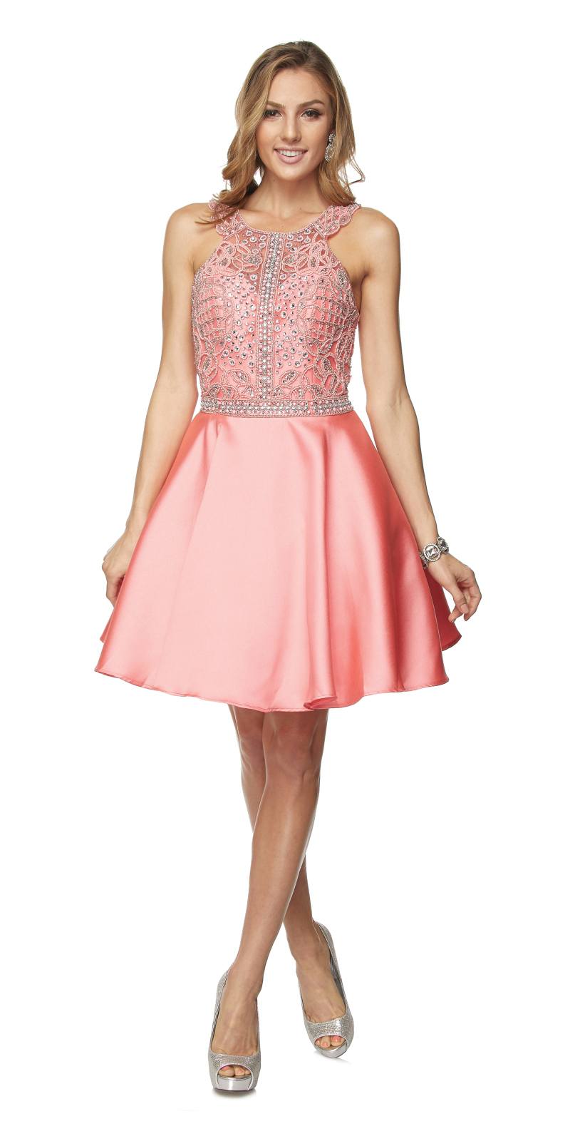 Juliet 779 Embellished Bodice Short Dress Sleeveless