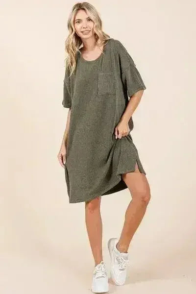 Mittoshop Urban Rib Knit Short Sleeve Tee Dress
