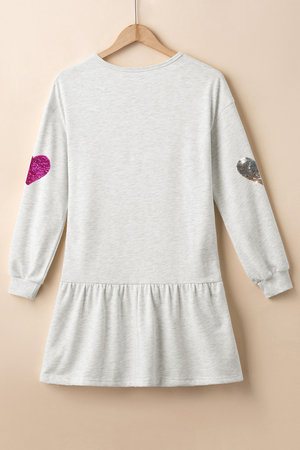 Cute Heart Round Neck Long Sleeve Mini Dress Stylish Dress for Women Girls Simple Charming Dress