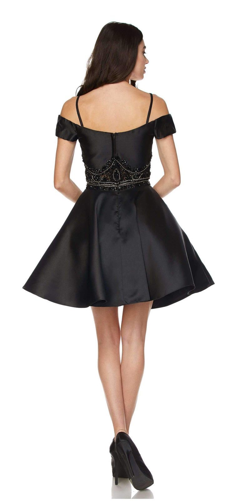 Juliet 790 Cold Shoulder Two-Piece Embellished Short Dress