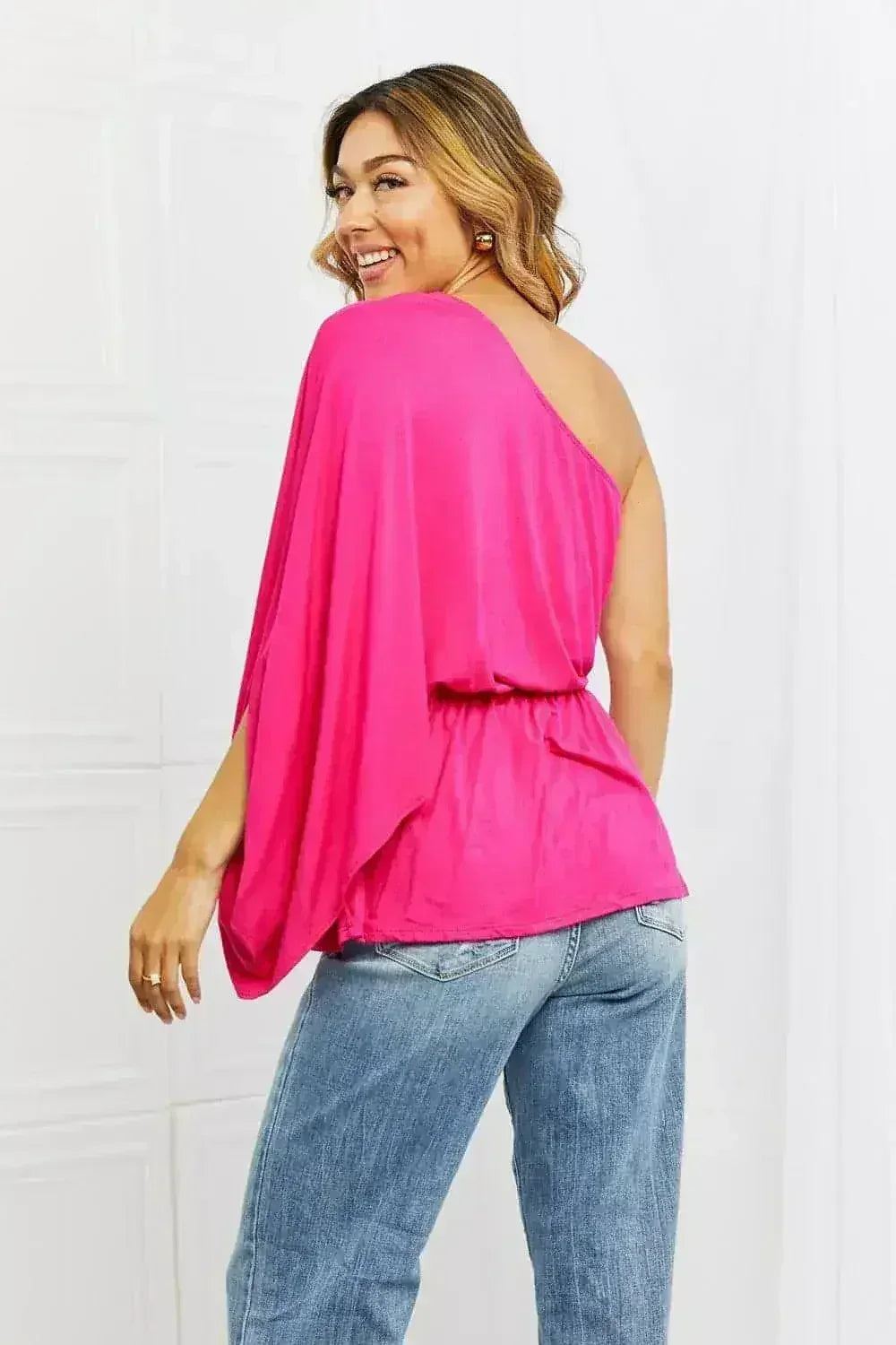 HotPink One Shoulder Top - Versatile Sizes S-3XL | Femstylo