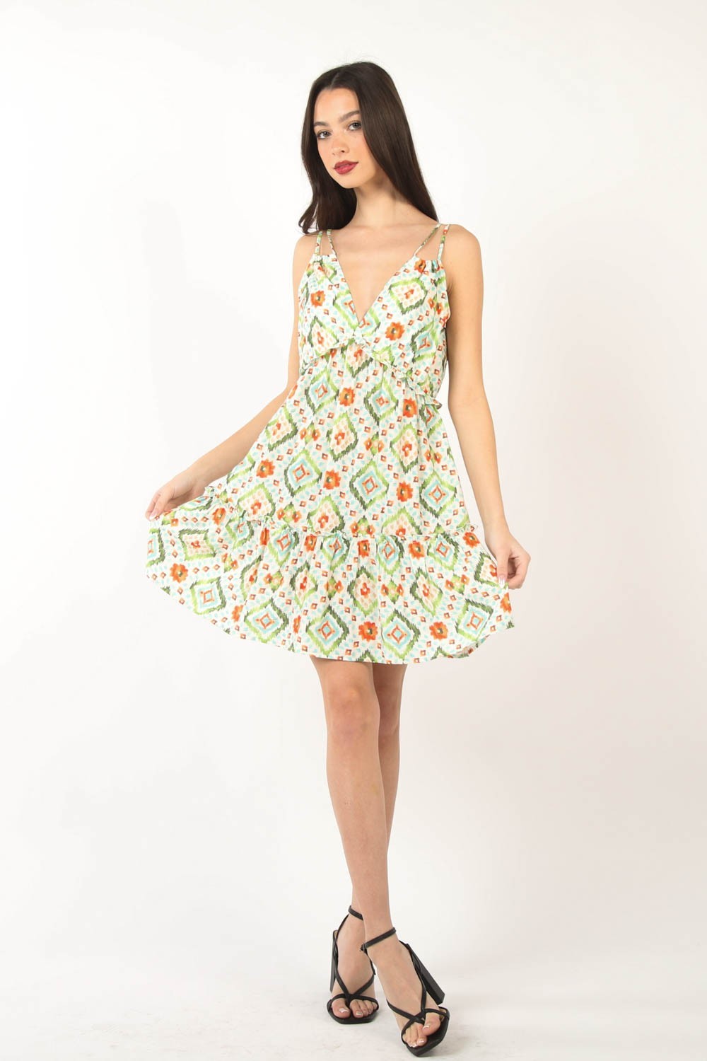 Floral Back Smocked Ruffled Mini Dress – Vibrant Floral Dress, Smocked Mini Dress, Ruffled Dress with Back Detailing, Playful Summer Dress, Feminine Mini Dress, Flirty Ruffled Dress, Boho Floral Dress