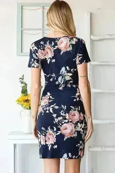 Ruched Floral Mini Dress – Vibrant Plus-Size Summer Style