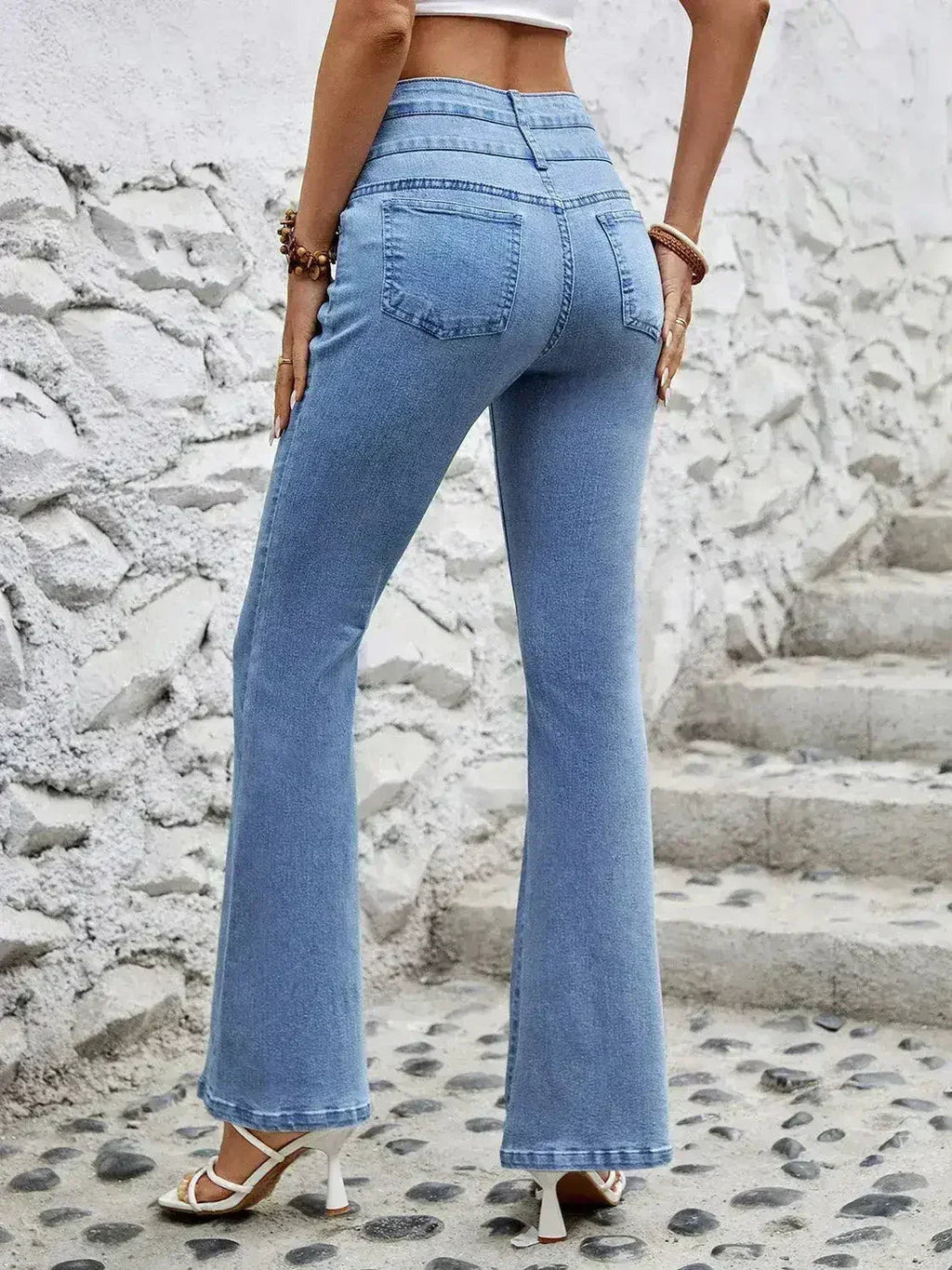 High Waist Flare Jeans with Pockets
