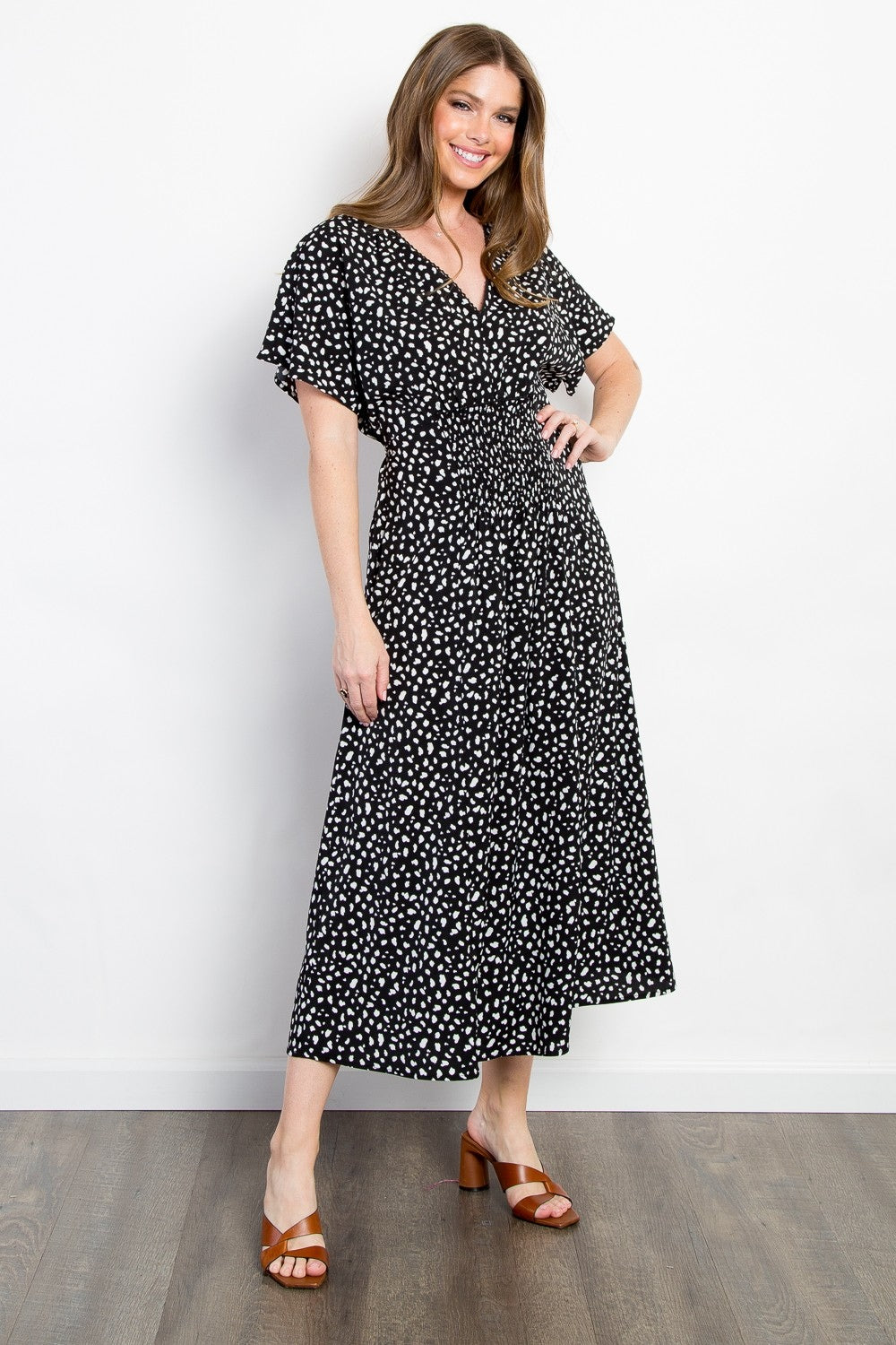 Full Size Printed Smocked Waist Dress – Smocked Waist Dress, Printed Smocked Dress, Floral Smocked Dress, Casual Smocked Waist Dress, Chic Summer Dress, Comfortable Smocked Dress, Day to Night Dress