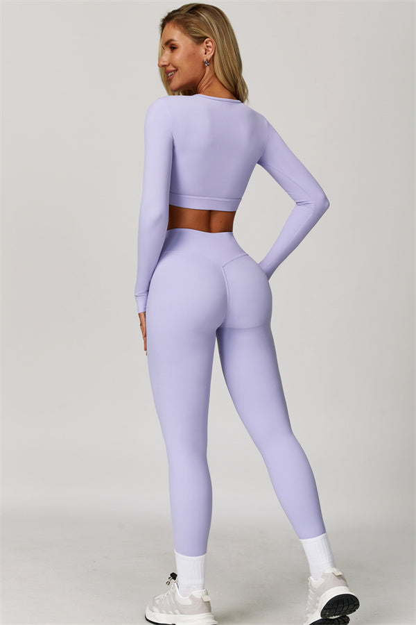 The Lavish Long Sleeve Cut-out Crop Top Leggings 2-Piece Set