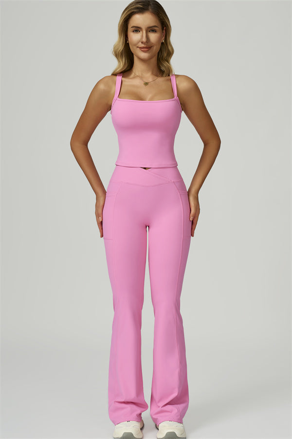 The Flourish Crop Tank Flared Leggings 2-Piece Set