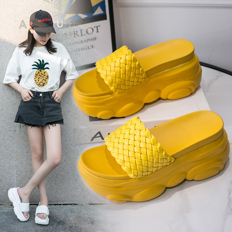 High Slippers Women Open Toe Sandals Summer Soft Slipper Indoor Outdoor Beach Shoes Comfort Platform Sandals Open Toe Leather Slippers Lightweight Flip Flops Shoes For Summer