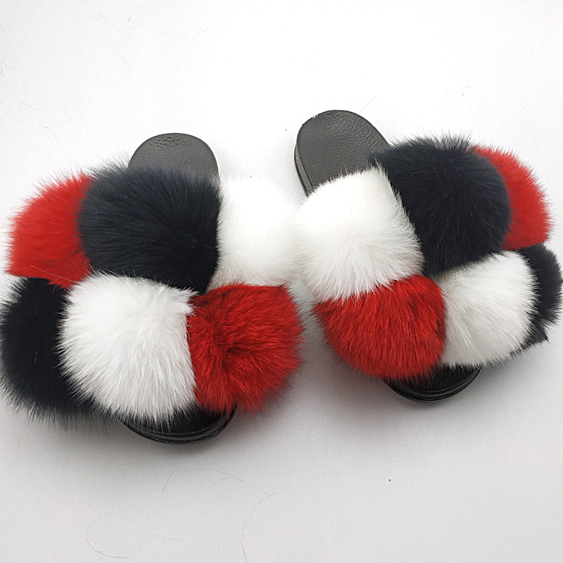 New SeasonSummer Women Slippers Faux Fur Slides For Women Fluffy Slippers House Shoes Woman Slippers Open Toe Fuzzy Fur Slippers Girls Fluffy House Slides Outdoor Indoor Slippers