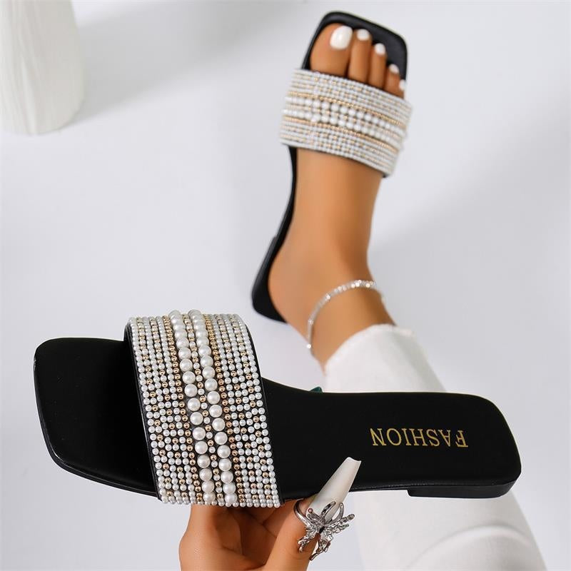 Modern Woman Black Bright Diamond Sandals Open Toe High Heels Women Slippers Party Dress Shoes Sandals Heels For Women Ankle Strap Low Block Heel Cute Dressy Sandals