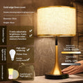 Modern Touch Sensor Dimming Luxury Living Room Simple Nordic LED Table Lamp Creative Simplicity Cloth Desk Light Indoor  Decorative Table Lamp Cute Study Lamps for Bedroom Décor