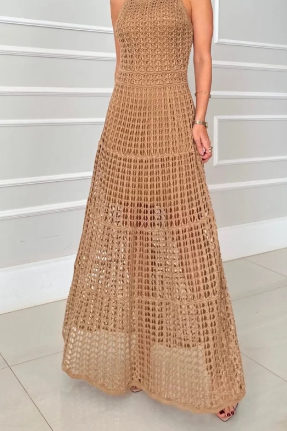 Long Sleeveless Cutout Maxi Dress Chic & Flowy Summer Style Comfortable Dress For Summer