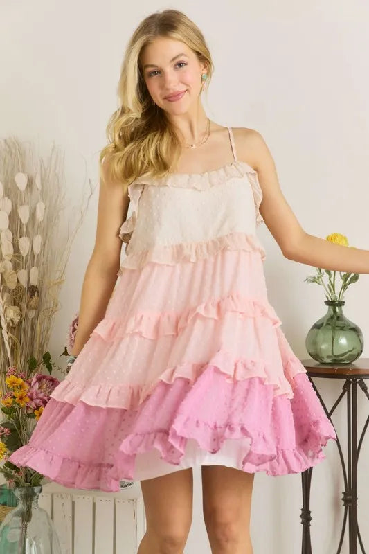 New Swiss Dot Ruffled Tiered Mini Dress For Summer – Feminine, Fluttering, Charming, Playful, Chic & Stylish