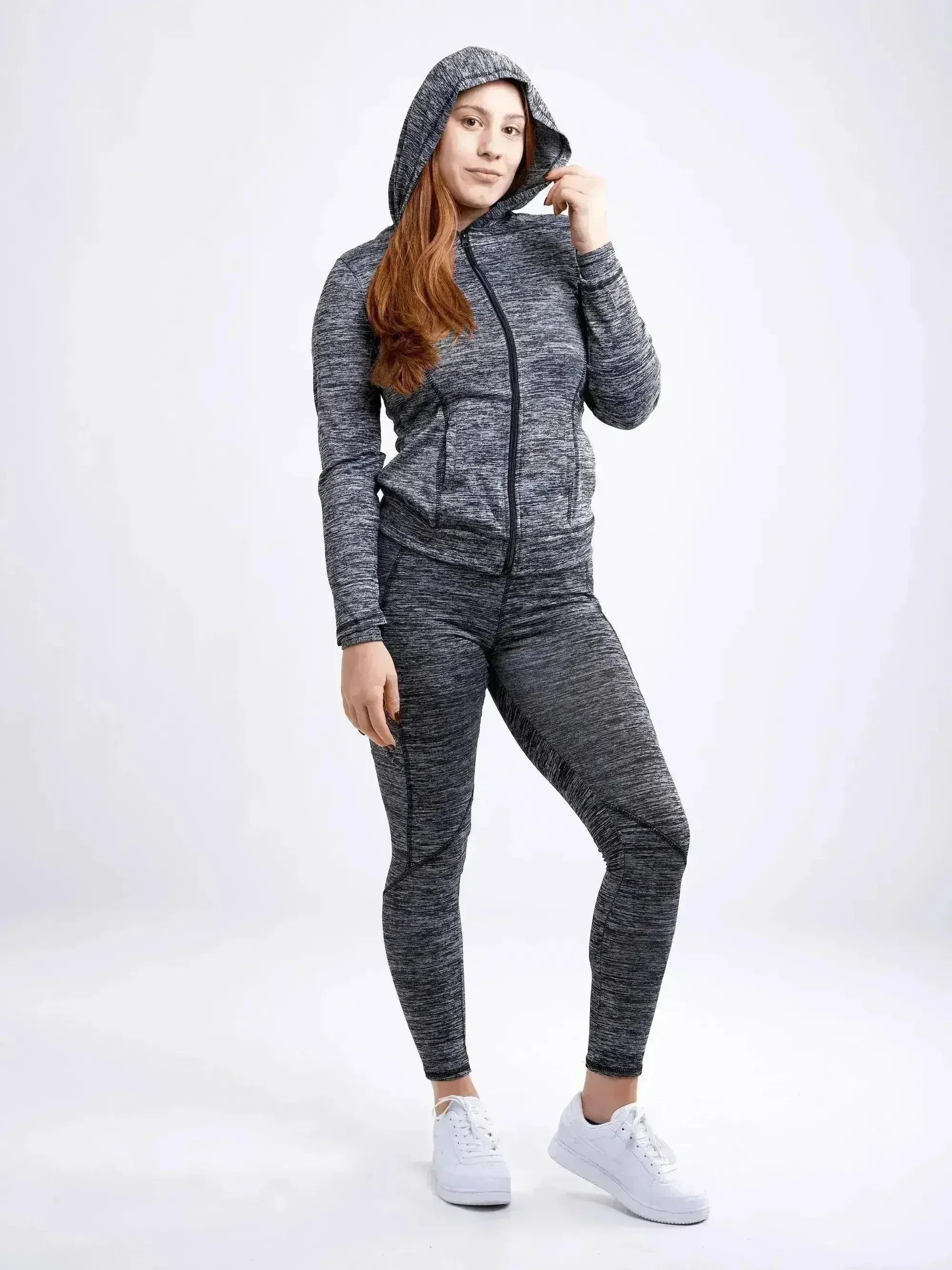 Athletic Fitted Zip-Up Hoodie Jacket with Pockets