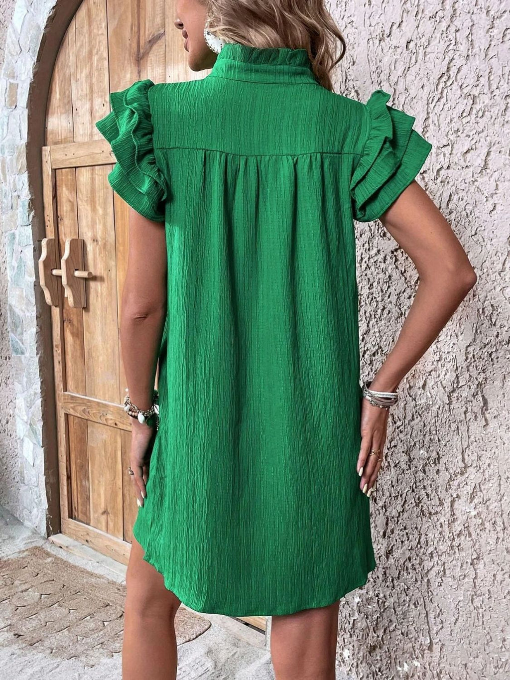 Elegant Ruffled Cap Sleeve Mini Dress Feminine & Flowy Summer Dress